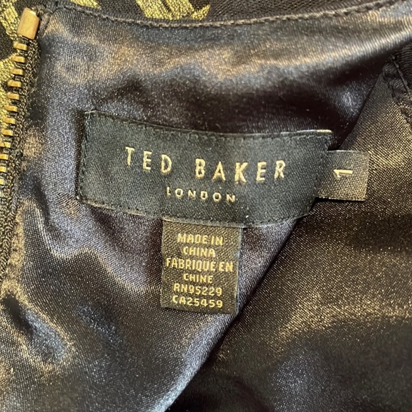 Ted Baker Dresses | Ted Baker Black Mikha Metallic Jacquard Panel Midi - Picture 3 of 8